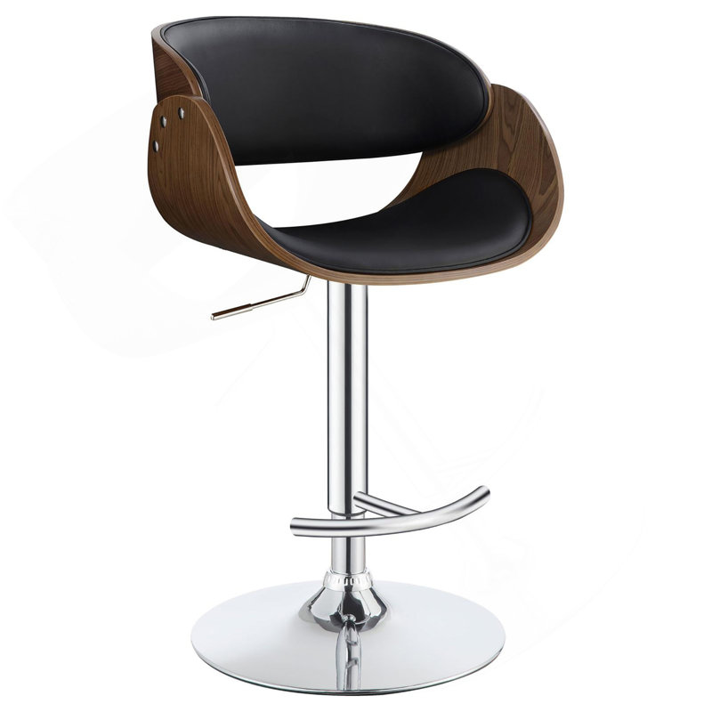 Black And Chrome Adjustable Bar Stool
