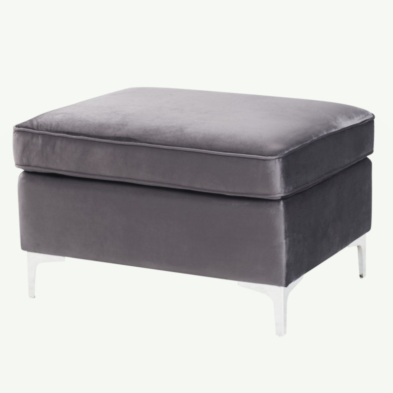 Velvet Rectangle Standard Ottoman, Gray Velvet