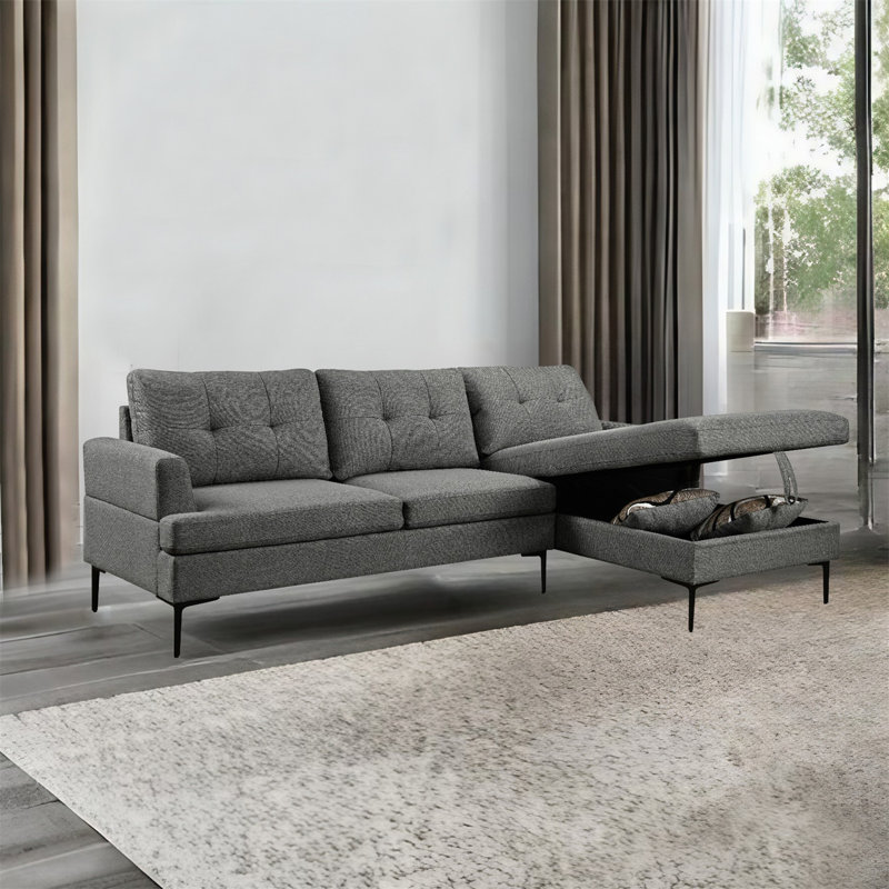 Canapé modulaire Alorton, 100 % lin gris foncé