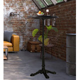 Shavera Pine Round Solid Wood Top Metal Base Dining Table