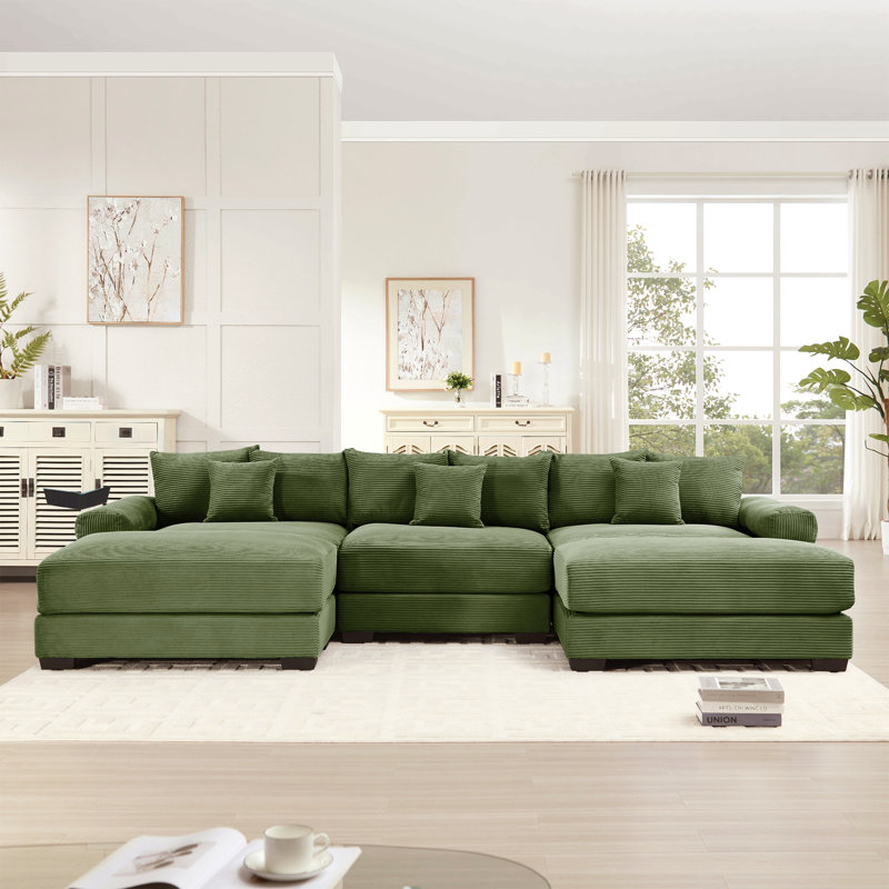 Canapé modulaire surdimensionné 130 po Cloud, Velours côtelé vert