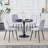 5-Piece Mid-Century Modern Round Dining Set with Pedestal Table and Faux Leather Chairs-806631375