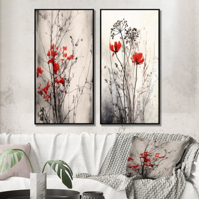 2 pièces sur toile - Red Gray Herb Garden