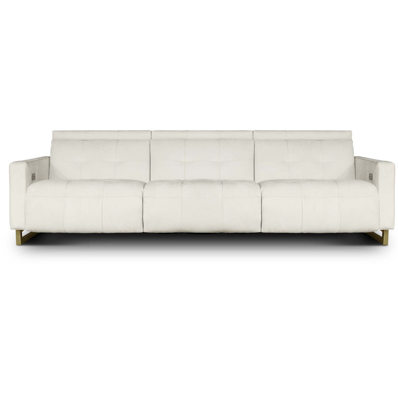 Casino Royale Power Reclining Sofa, Black Caressa Genuine Leather