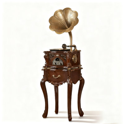 Americana Vintage Rubber Wood Turntable: Bluetooth Phonograph