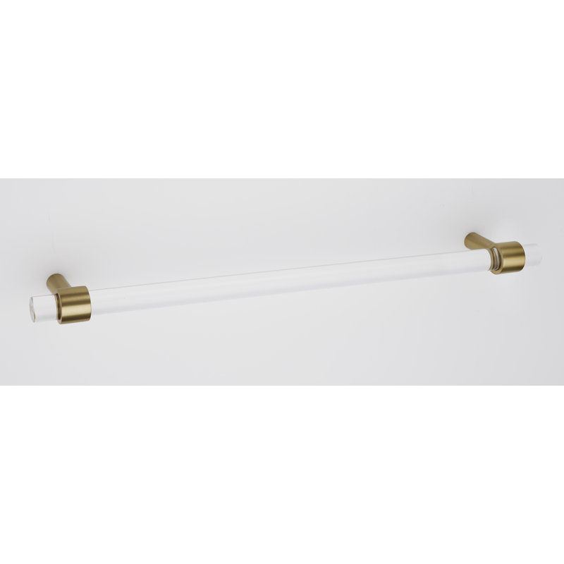 12'' Clear Acrylic Bar Pull with Satin Brass Mounts