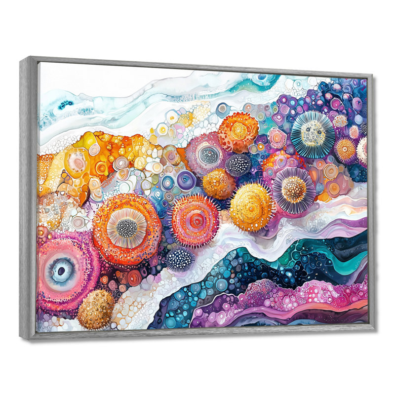 Harger abstrait, oursin et corail paysage I - oursin, art mural, Argent argent, Impression encadrée flottante
