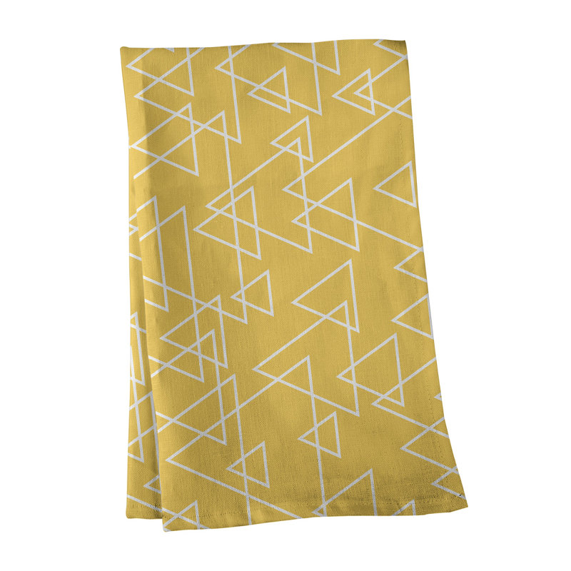Serviette de thé en triangles de dispersion, Sergé de coton, Jaune