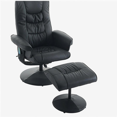 Fauteuil inclinable avec repose-pieds - Fauteuil de massage pivotant à 360 ° avec vibration à 5 points et siège chauffant, fauteuil inclinable en cuir synthétique réglable à 140 ° pour le salon, le cinéma maison ou le bureau, noir