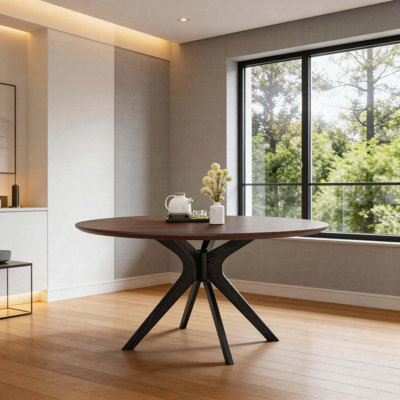 Table de salle à manger 47,2 "en bois massif pour 4 à 6 personnes avec base piédestal en X