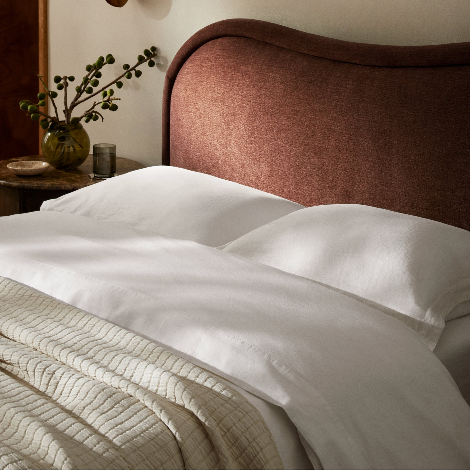 Linen Sheet Set, Cream, Queen Sheet Set with 2 Pillowcases