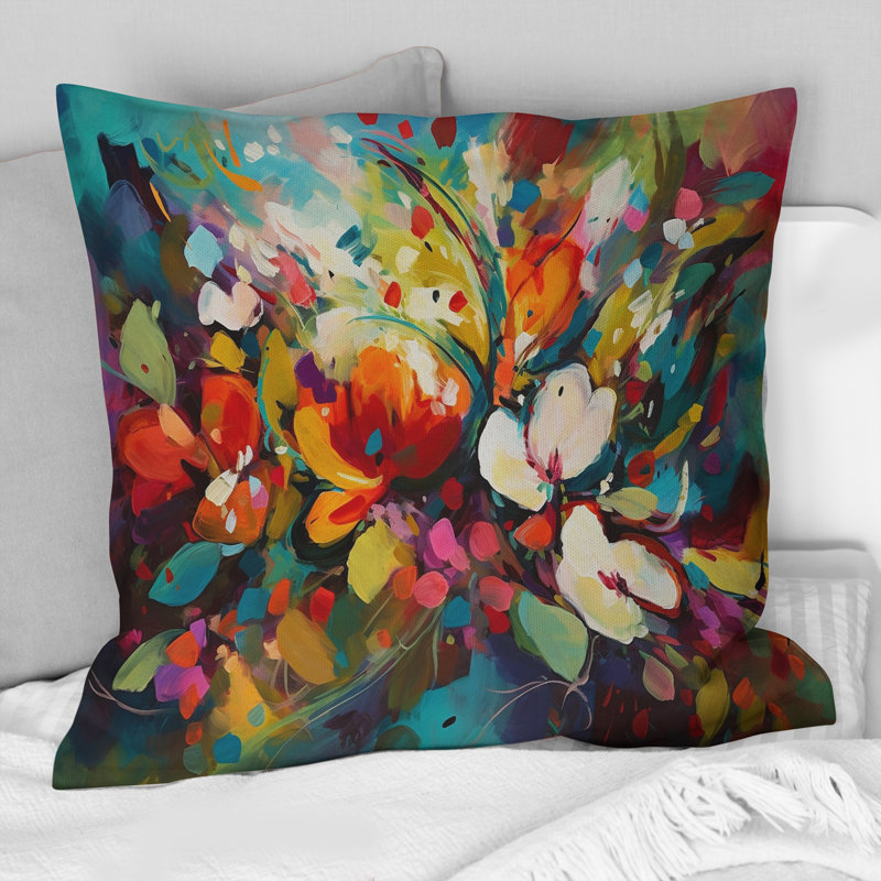 Coussin décoratif Red Vibrant Garden Symphony III - imprimé floral