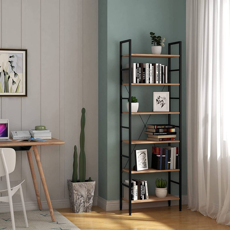 Delorian 60cm W Metal Shelving Unit, Light Wood/Black