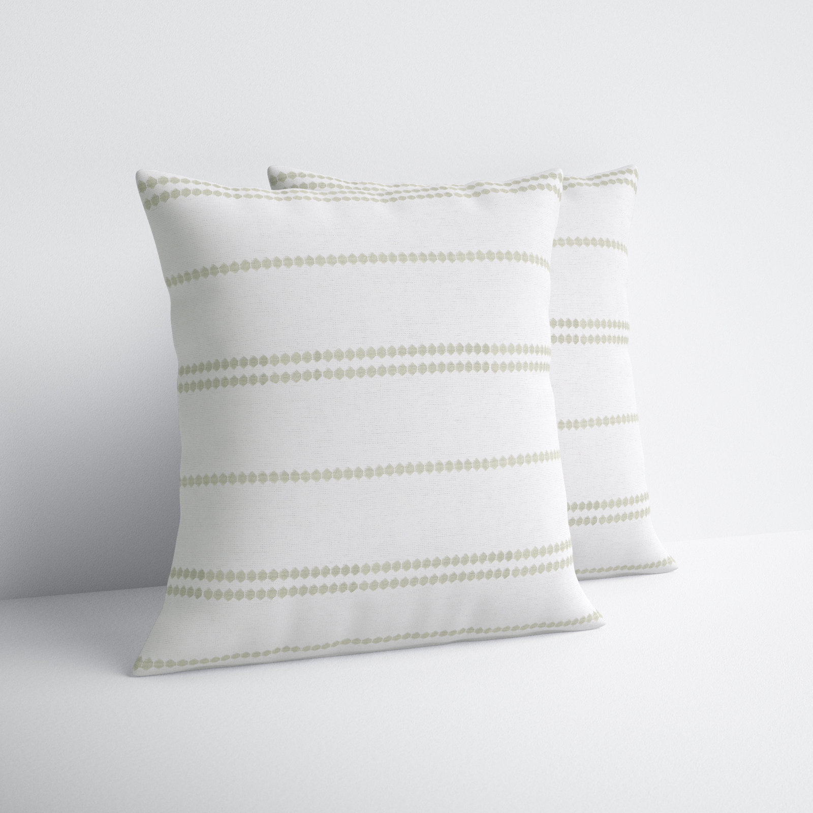 Hudie Striped Cotton Throw Pillow, White/Olive, Pillow Cover Only - No Insert