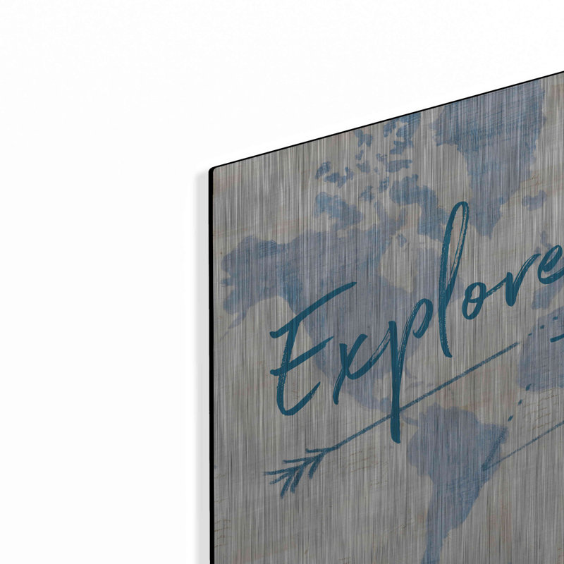 «World Map Collage Explore» par Sue Schlabach - peinture sans cadre, H 16 po x l 24 po x P 0,13 po