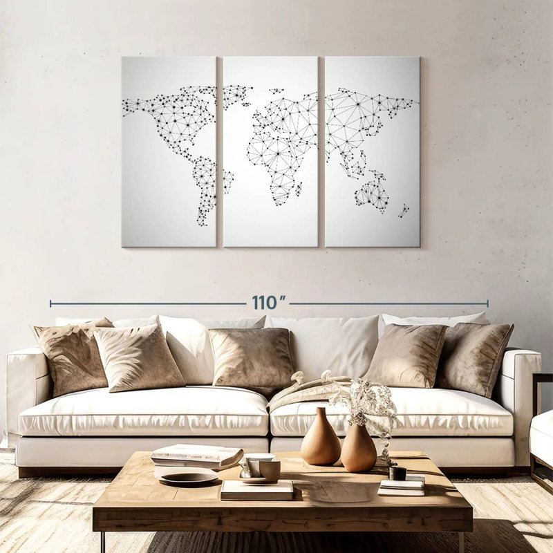Aliaz Network World Map, 48" H x 74" W