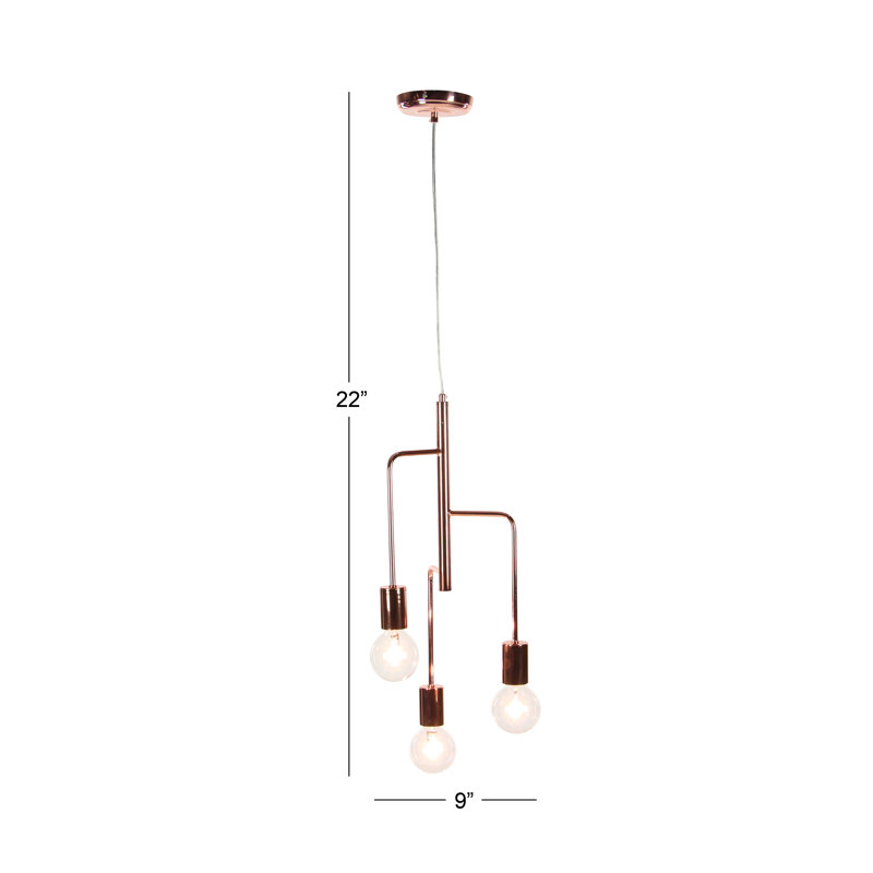 Lustre linéaire Spoutnik moderne à 3 lumières Ashley Down
