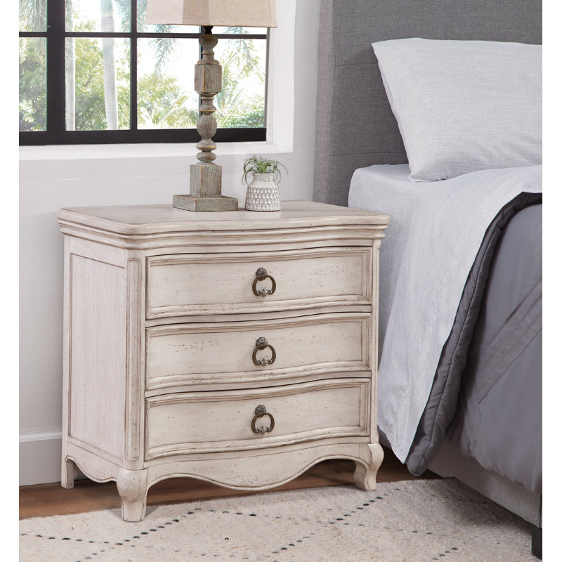 Angeline 3-Drawer Nightstand, Antique White