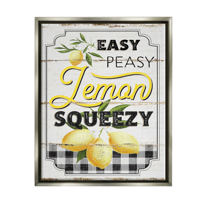 Art mural rétro sur toile, "Easy Peasy Lemon Squeezy" par Jennifer Pugh, H 21 po x l 17 po x P 1,7 po