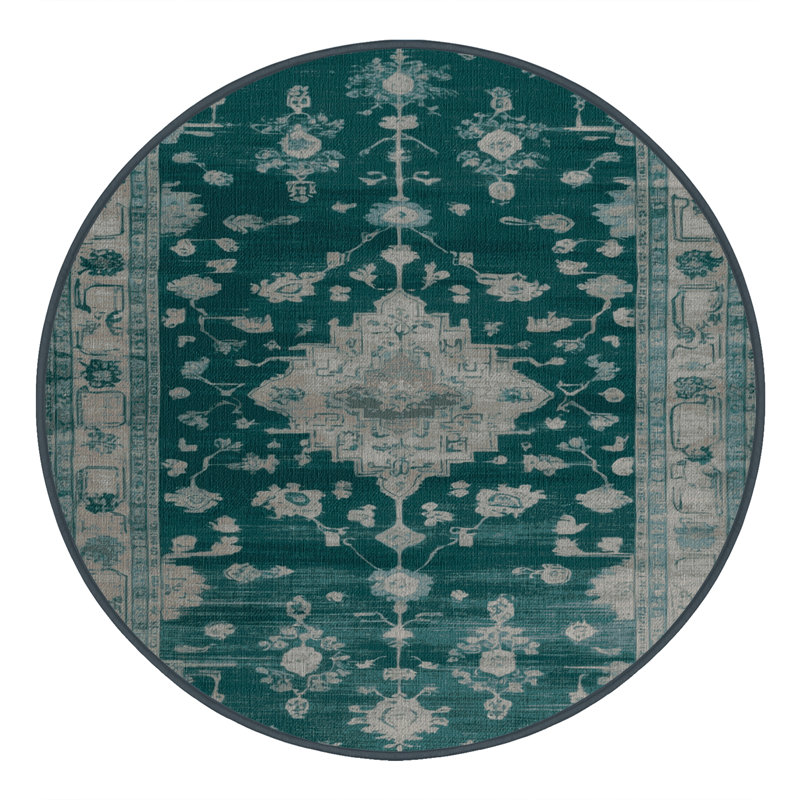 Machine Washable Overdyed Gray Area Rug, Round 8'