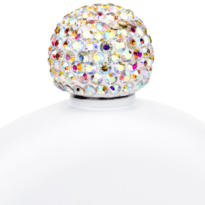 Flasque ronde avec couvercle en strass, Blanc mat