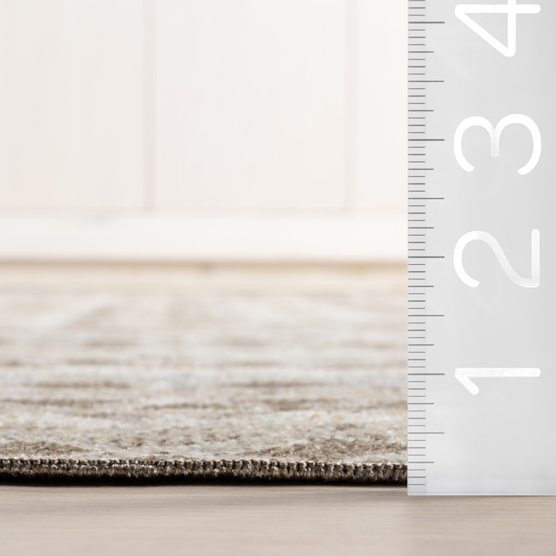 Tapis de couloir géométrique lavable à la machine pour le salon Eckhart, Rectangle 9 pi x 12 pi