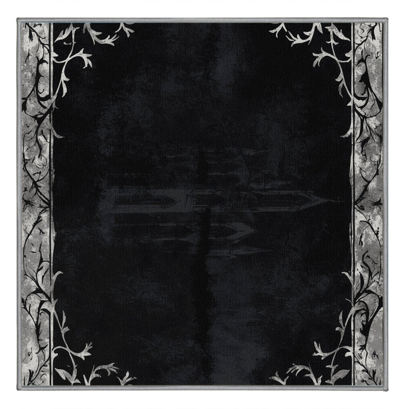Tapis argenté à motif de pétales, Carré 8 pi