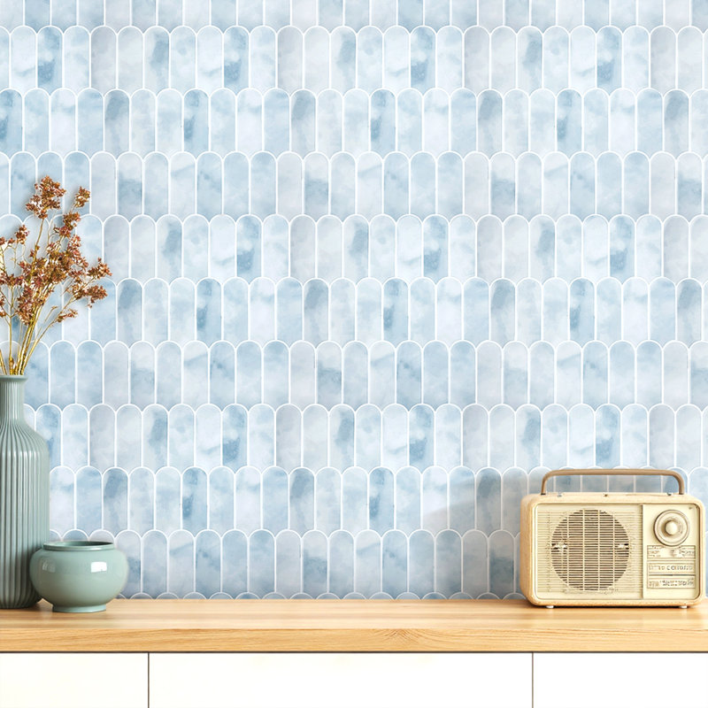 30.5 x 30.5 cm PET/PU Tile , Blue/White