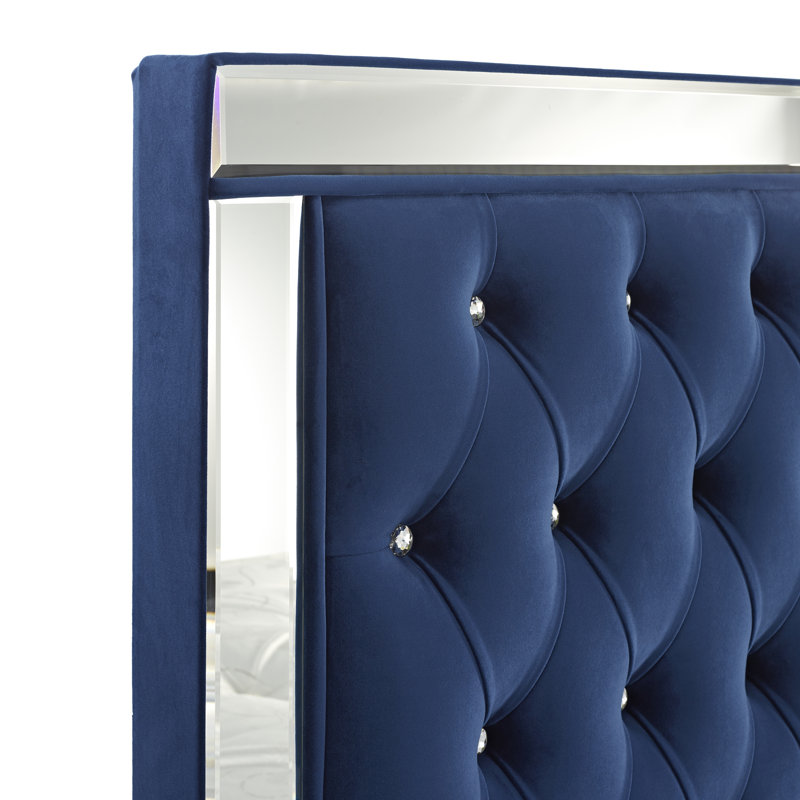 Kaleb Upholstered Bed, Plush Marine, Super King (6')