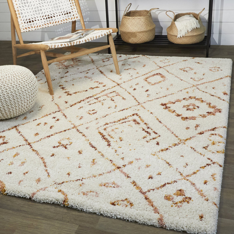 Krall Moroccan Shag Area Rug, Rectangle 5'3" x 7'
