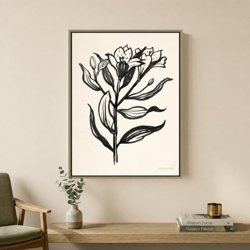 «Ink Flower I Cream» par Sara Zieve Miller - Impression sur toile