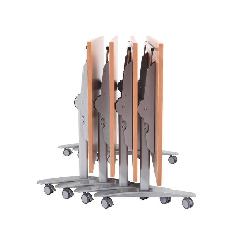 Buariki Rectangle Flip Top Modular Training Table with Casters, 72cm H x 160cm W x 80cm D, Beech