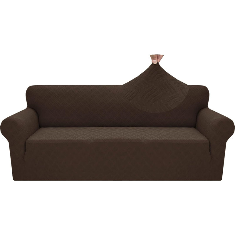 Housse de canapé 1 pièce super extensible pour canapé 3 coussins Housse de canapé en jacquard antidérapante la plus récente Housse de canapé épaisse pour animaux de compagnie Protecteur de meubles avec bandes élastiques (canapé, kaki)