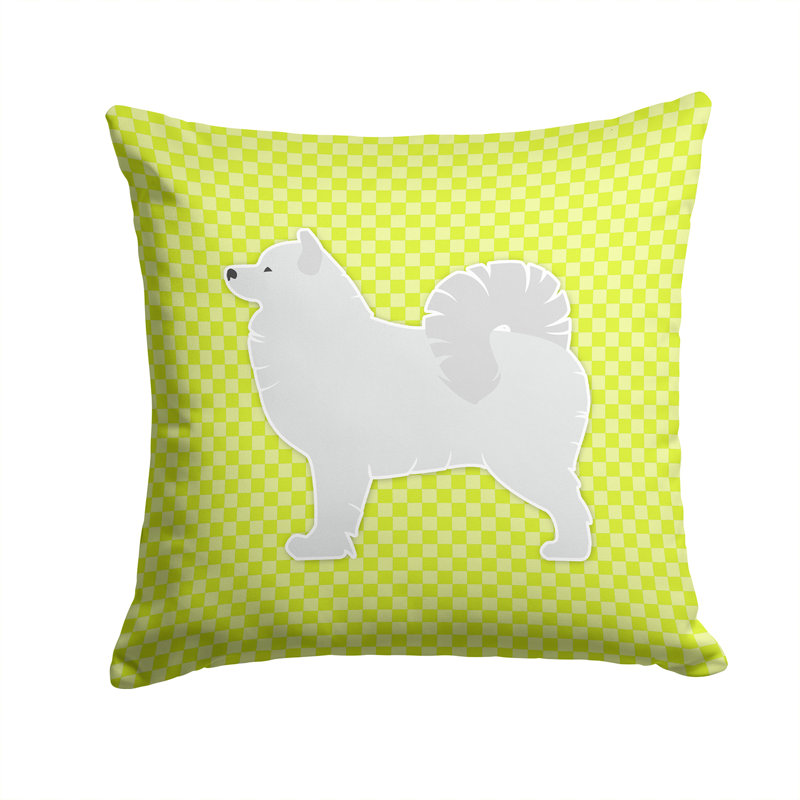 Samoyed Outdoor Throw Pillow, 14" H x 14" W x 3" D, Green