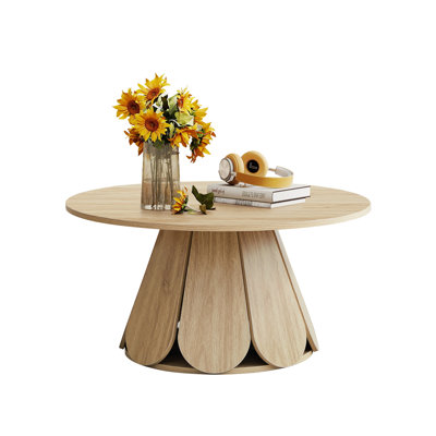 Round Coffee Table With Petal-Shaped Base