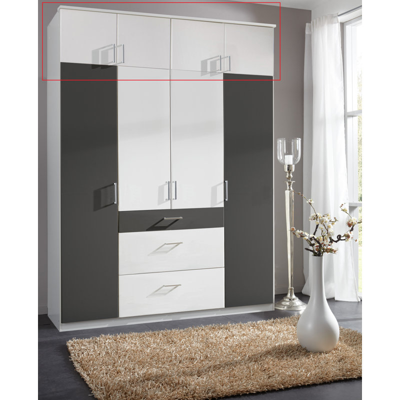 Arango 180cm Solid Wood Closet System, Alpine white, Charcoal