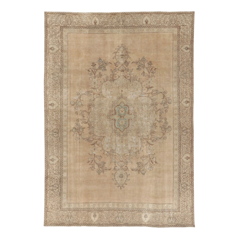 Distressed One-of-a-Kind 8'7X12'3 Hand Knotted Area Rug