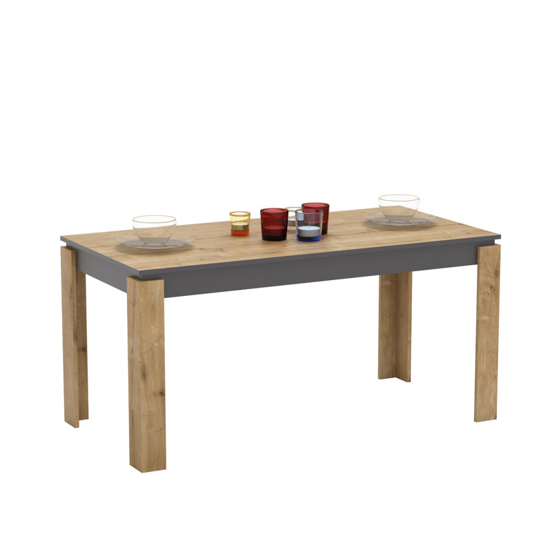Halley 160cm W x 80cm D Rectangular Dining Table, Anthracite/Oak