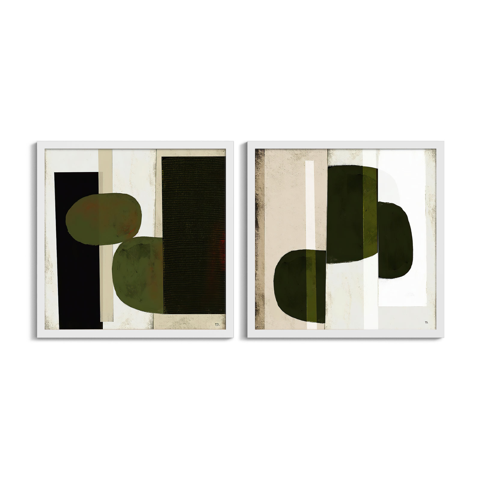 Collage 2-Piece Painting Set, 16" H x 32" W, White