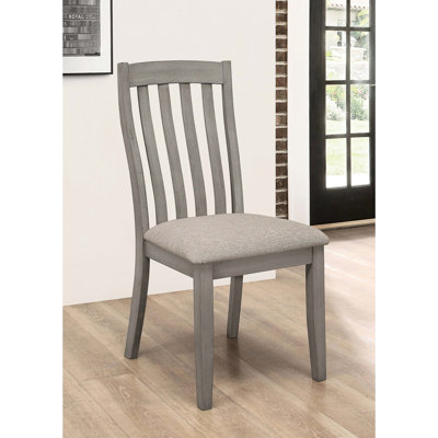 De 2 chaises de salle à manger rembourrées en bois franc asiatique massif gris, option de sièges pratiques pour le revêtement gris de la pièce 2, dossier incurvé confortable