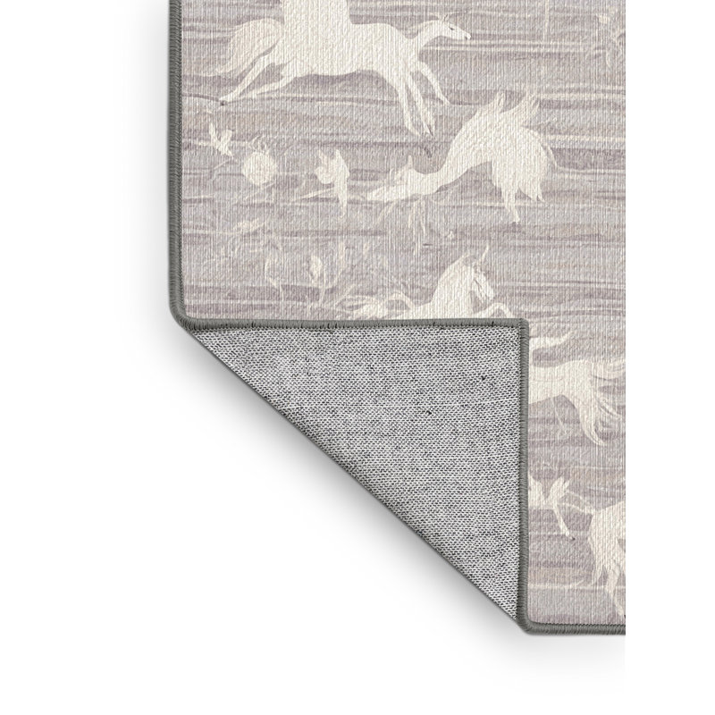 Tapis gris lavable à la machine, Carré 5 pi