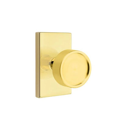 Emtek Privacy Interior Mortise Set w/ Modern Rectangular Rosette & Verve Knob (RH)