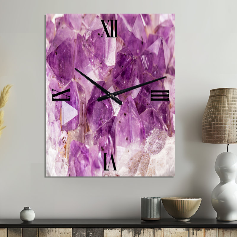 Horloge murale abstraite mauve en métal mauve, Petit