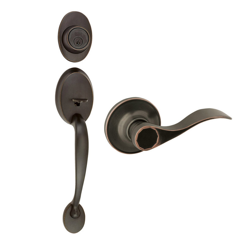Oil Rubbed Bronze Single Cylinder Deadbolt Handleset with Lever