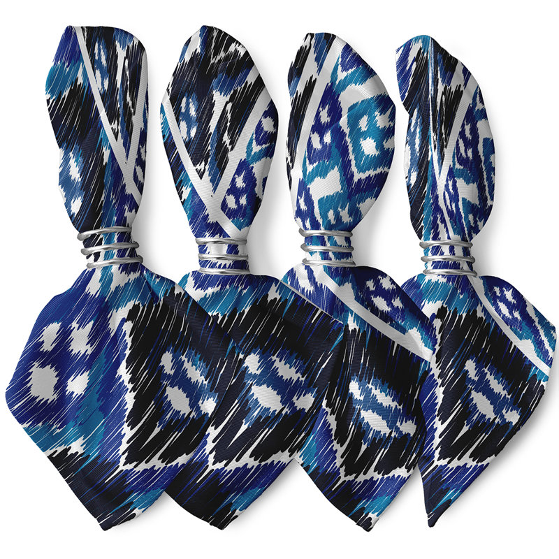 Ocala Polyester Ikat Square Napkin, Blue