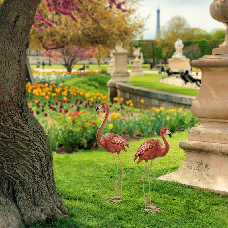 Ensemble d'objets de jardin décoratifs peints à la main (2 pièces), 7,1 x 15,7 x 33,9 po et 7,1 x 15,7 x 29,5 po | 100% polyester et métal | Variations de couleurs uniques, parfaites pour la décoration extérieure et les aménagements paysagers