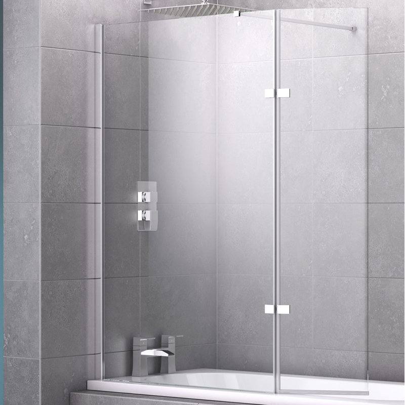 1330mm 1300mm W x 1550mm H Hinged Frameless Tub Door with Clear Glass