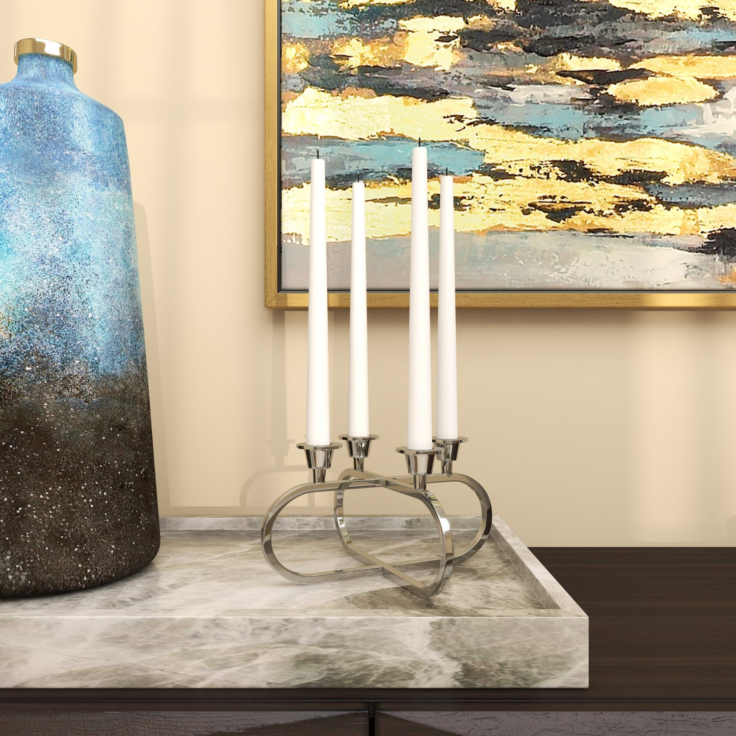 Aluminum Candelabra, Silver