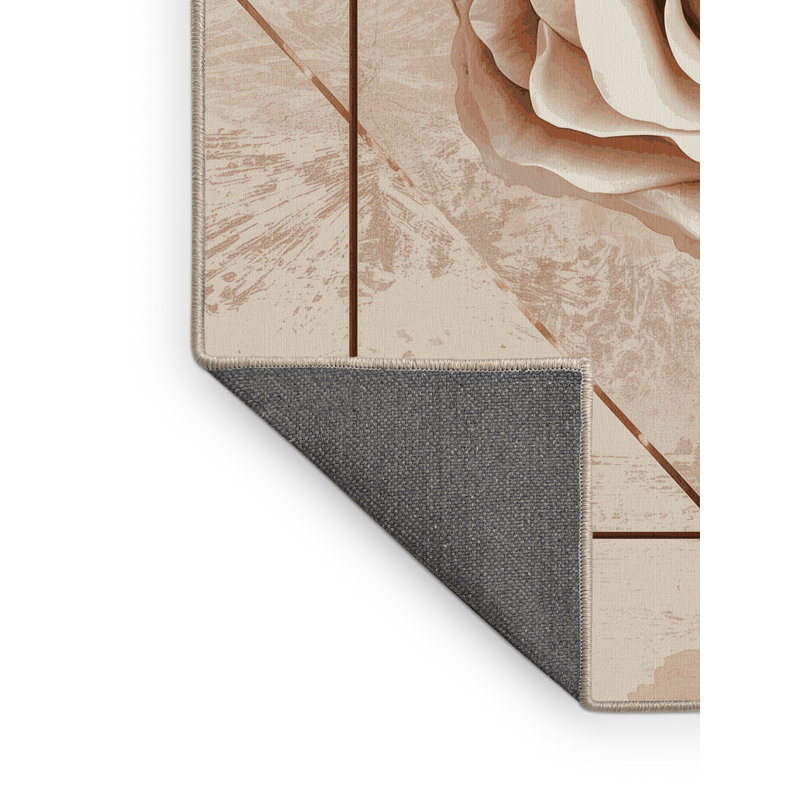 Soft Plush Esquibel Valentines Modern & Contemporary Abstract Area Rug in Beige – Beige Binding, 5x7