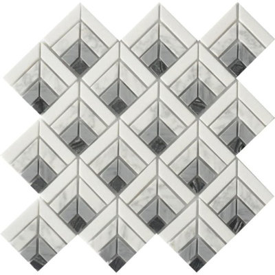 11.3" x 11.3" Beveled Marble Novelty Mosaic Wall Floor Use Tile